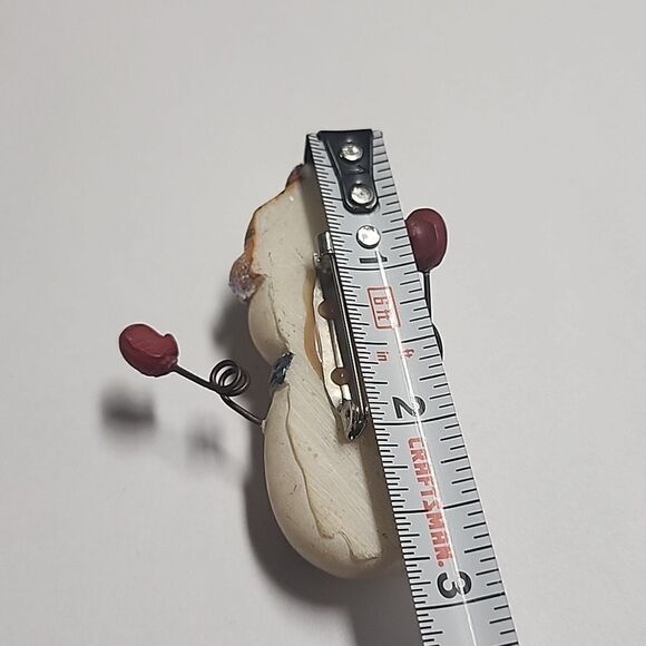 Vintage Ceramic Multi Color Enameled and Glitter Snowman Brooch - Picture 3 of 3